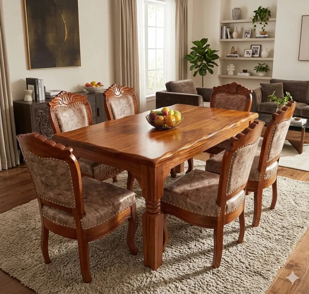 6-Seater Antique Solid Mahogany Dining Table