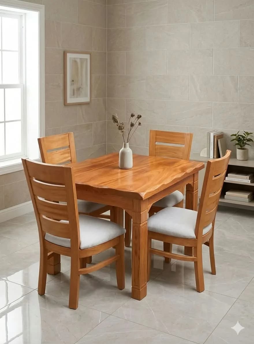 4-Seater Solid Mahogany Dining Table