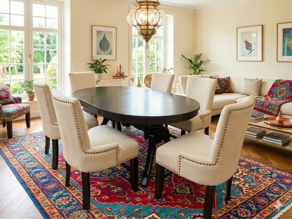 6-Seater Oval Dark Chocolate Dining Table with Java Chairs