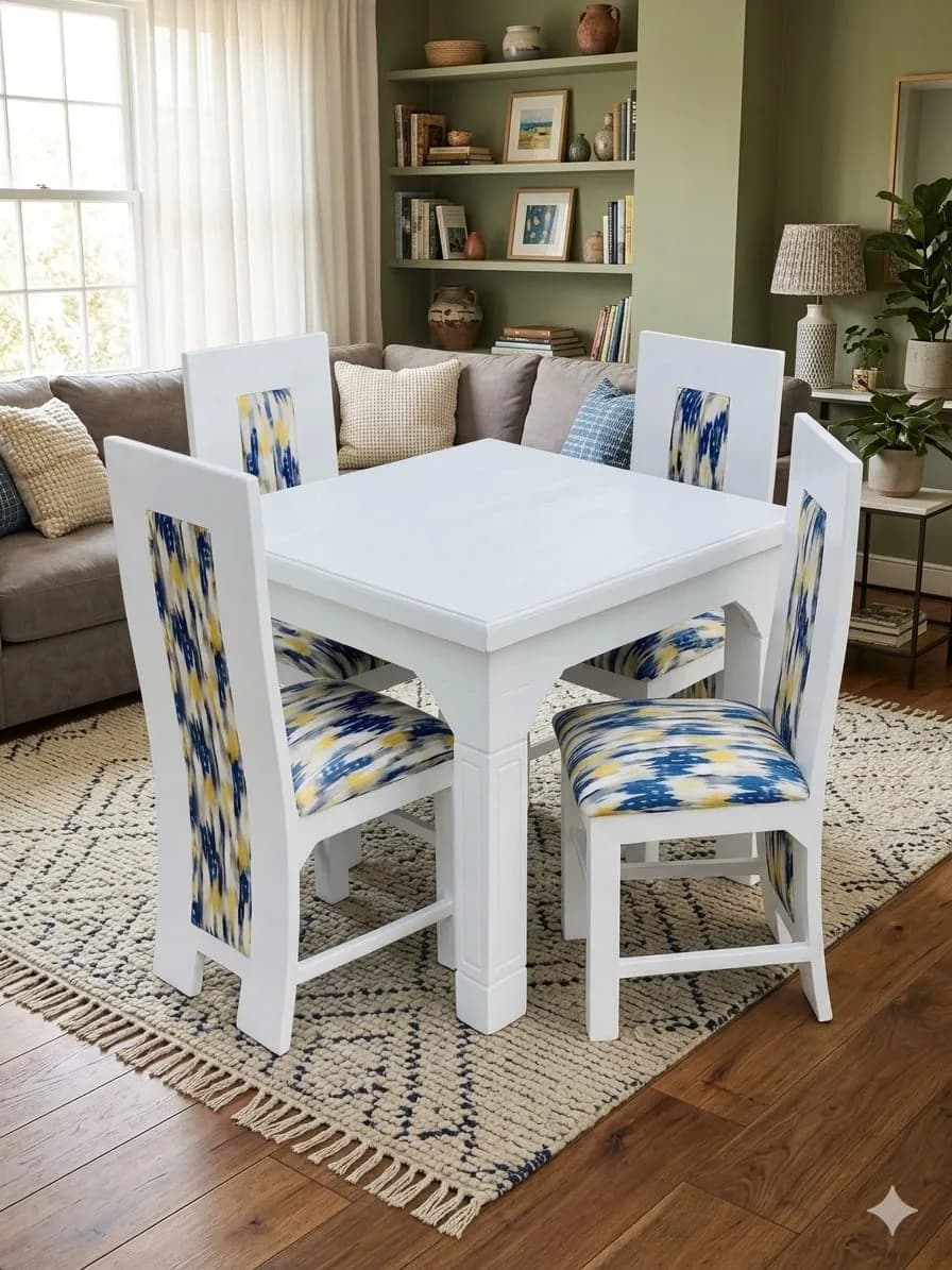 4-Seater Elegant White Dining Table
