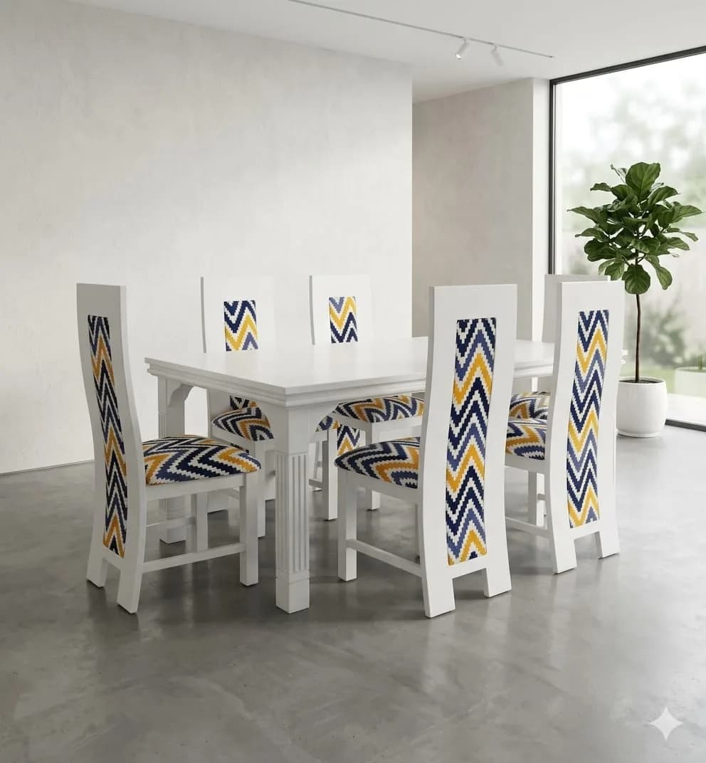 6-Seater White Dining Table
