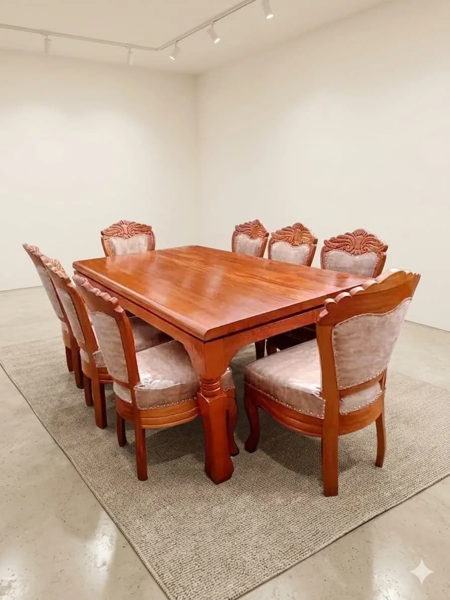 8-Seater Antique Solid Mahogany Dining Table