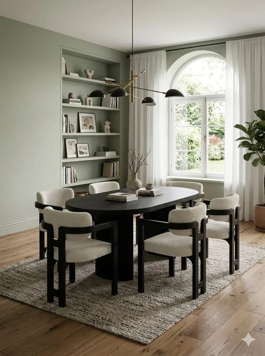 6-Seater Oval Black Dining Table