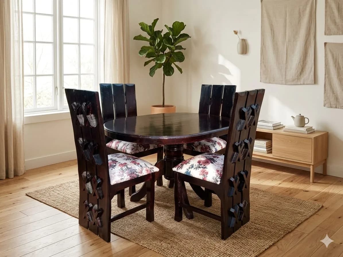 4-Seater Oval Dark Chocolate Dining Table