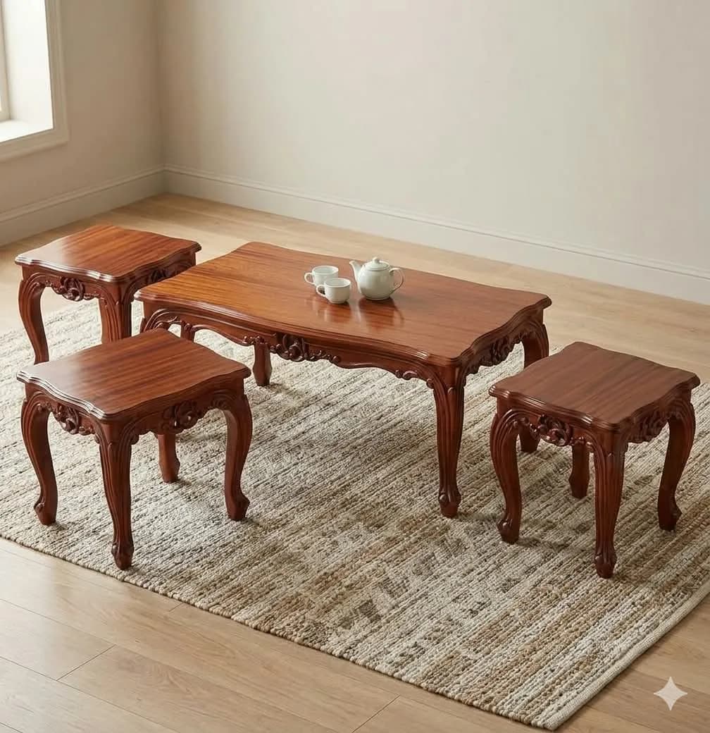 Mahogany Royal Antique Coffee Table Set