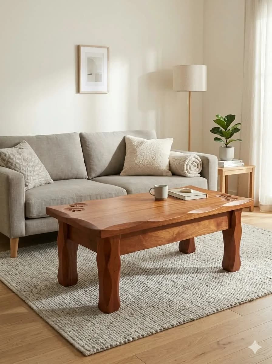 Solid Mahogany Antique Coffee Table – 1200mm × 750mm