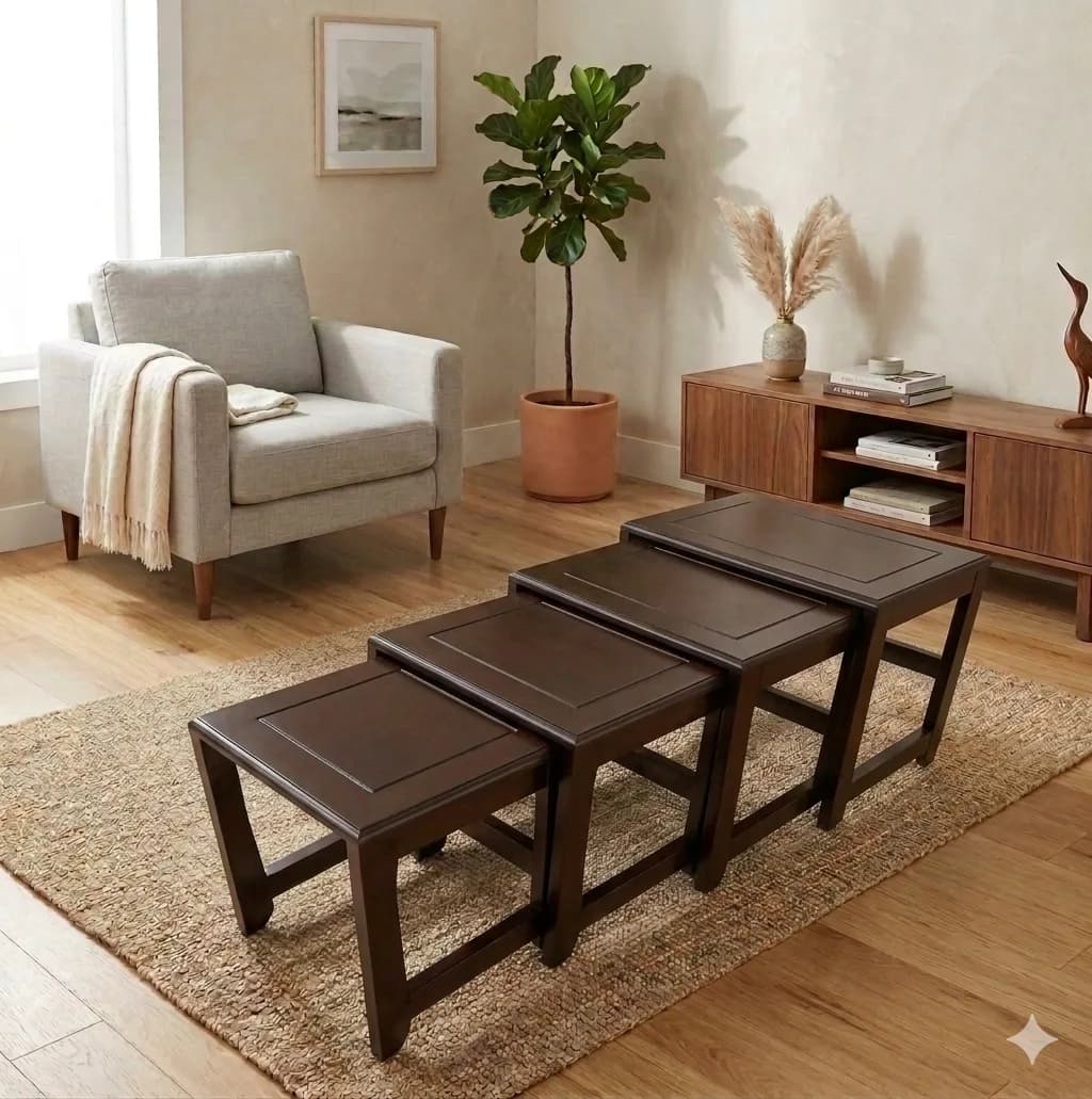 4-Piece Dark Chocolate Nest of Stools (Was: Ksh 16,000 | Now: Ksh 15,000)