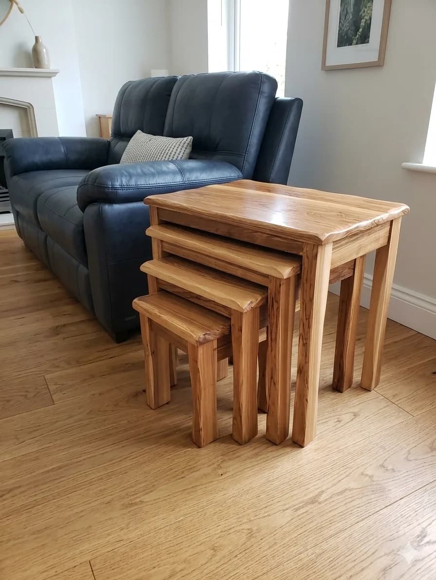 4-Piece Mahogany Nest of Stools with Carved Edges (Was: Ksh 27,000 | Now: Ksh 25,000)