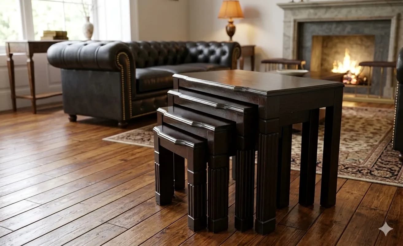 4-Piece Dark Chocolate Nest of Stools (Was: Ksh 16,000 | Now: Ksh 15,500)