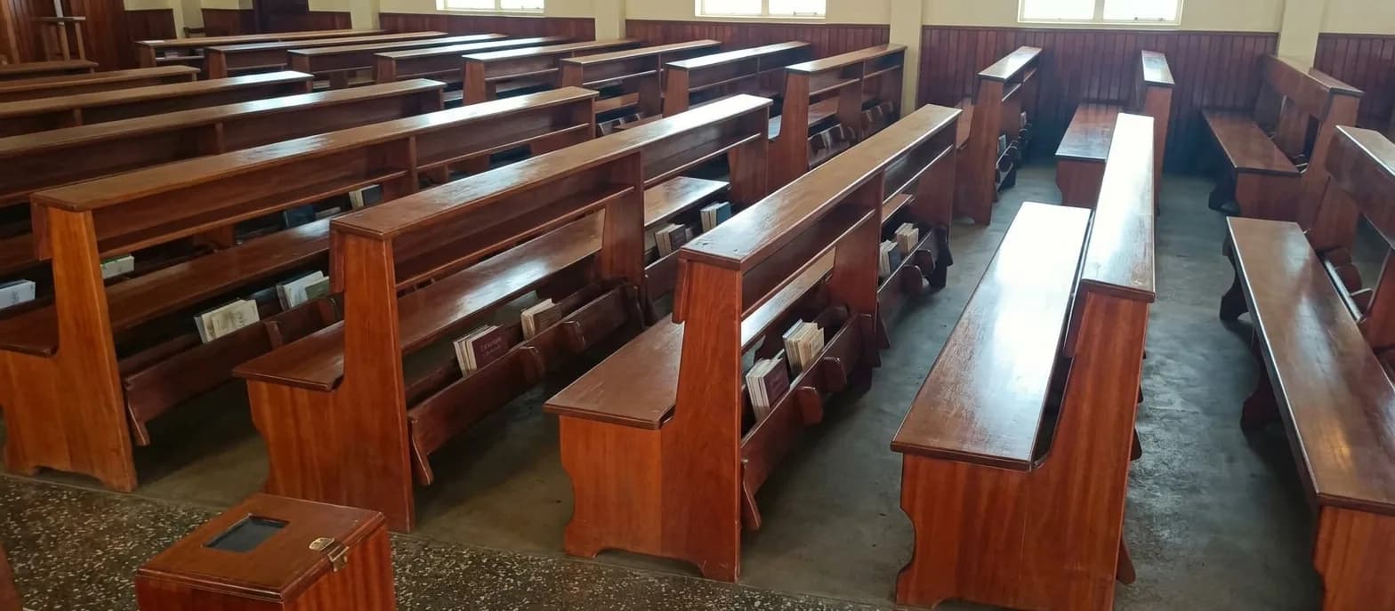 Church Pew with Hymnal Shelf - 7ft Solid Mahogany Wood