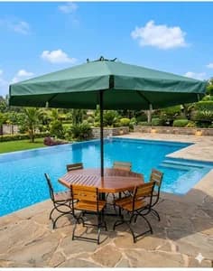6 seater with metallic and wooden chairs