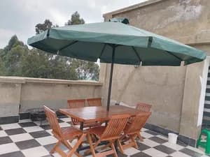 6-Seater Rectangular Outdoor Garden Set with wooden chairs