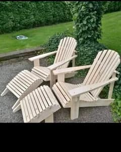 2 Mahogany Adirondack Sun Loungers with Foot Rest