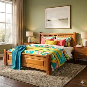 Mahogany Bed with 2 bedside tables - 6*6