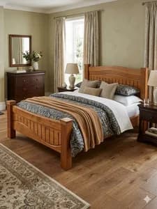 Mahogany Bed with 2 Bedside Tables - 5*6
