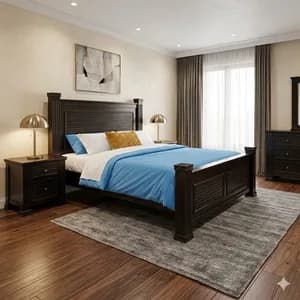 Dark Chocolate Mahogany Bed with 2 Bedside Tables - 6*6