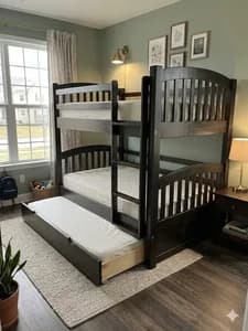4×6 Dark Chocolate Bunk Bed with Additional Single Bed