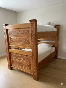 4×6 Fancy Massive Antique Mahogany Bunk Bed