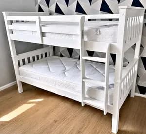 Modern White 4×6 Double-Decker Bunk Bed