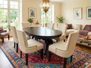 6-Seater Oval Dark Chocolate Dining Table with Java Chairs