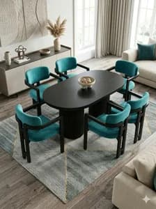 6-Seater Oval Black Dining Table