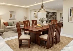 6-Seater Rectangular Solid Mahogany Dining Table