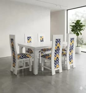 6-Seater White Dining Table