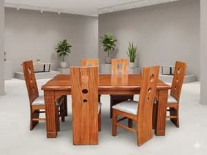 6-Seater Elegant Rectangular Solid Mahogany Dining Table