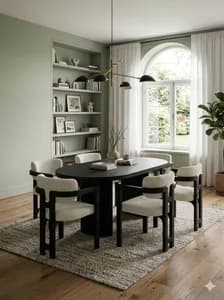 6-Seater Oval Black Dining Table
