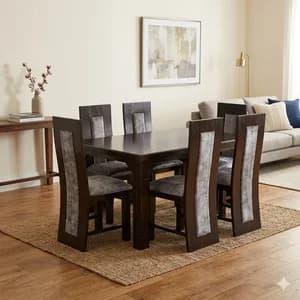 6-Seater Dark Chocolate Rectangular Affordable Dining Table