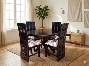 4-Seater Oval Dark Chocolate Dining Table