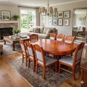 8-Seater Modern Antique Solid Mahogany Dining Table