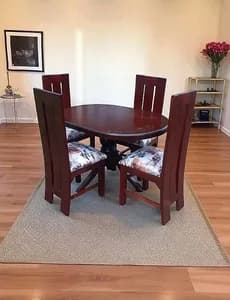 4-Seater Dark Mahogany Oval Dining Table