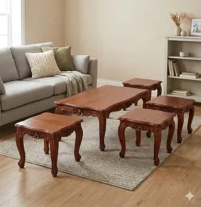 Mahogany Royal Antique Coffee Table Set