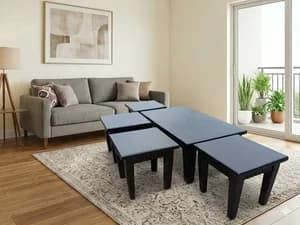 Affordable Black Coffee Table with 4 Stools