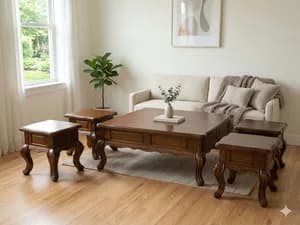 Chocolate Mahogany Executive Coffee Table Set with 4 Stools