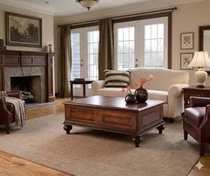 American Chocolate Antique Carved Coffee Table with 2 Drawers – 1200mm × 750mm