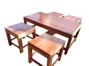 Affordable Brown Coffee Table with 4 Stools