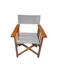 Mahogany Foldable Camp Chair with Beige Rain-Resistant Canvas