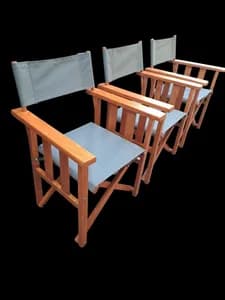 Mahogany Foldable Camp Chairs with Green Canvas