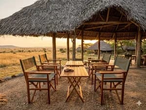 Mahogany Foldable Outdoor Set with 4 Green Canvas Camp Chairs & 2 Centre Tables