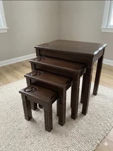 4-Piece Dark Chocolate Nest of Stools with Printed Tops (Was: Ksh 27,000 | Now: Ksh 25,000)