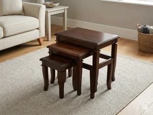 4-Piece Dark Chocolate Nest of Stools with Quiz Legs (Was: Ksh 28,000 | Now: Ksh 25,000)