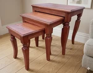 4-Piece Mahogany Nest of Stools with Quiz Legs (Was: Ksh 28,000 | Now: Ksh 25,000)