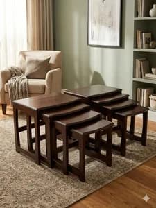 4-Piece Dark Chocolate Nest of Stools (Was: Ksh 16,000 | Now: Ksh 14,500)