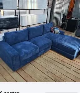 6-Seater L-Shape Sofa - Dark Blue Fabric with Mix & Match Pillows