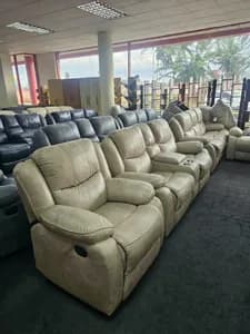 Cream White 7-Seater Recliner Sofa Set