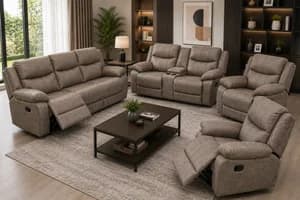 Cream White 7-Seater Recliner Sofa Set
