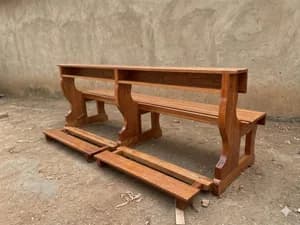 Church Pew with Communion Step – 7ft Solid Mahogany Wood