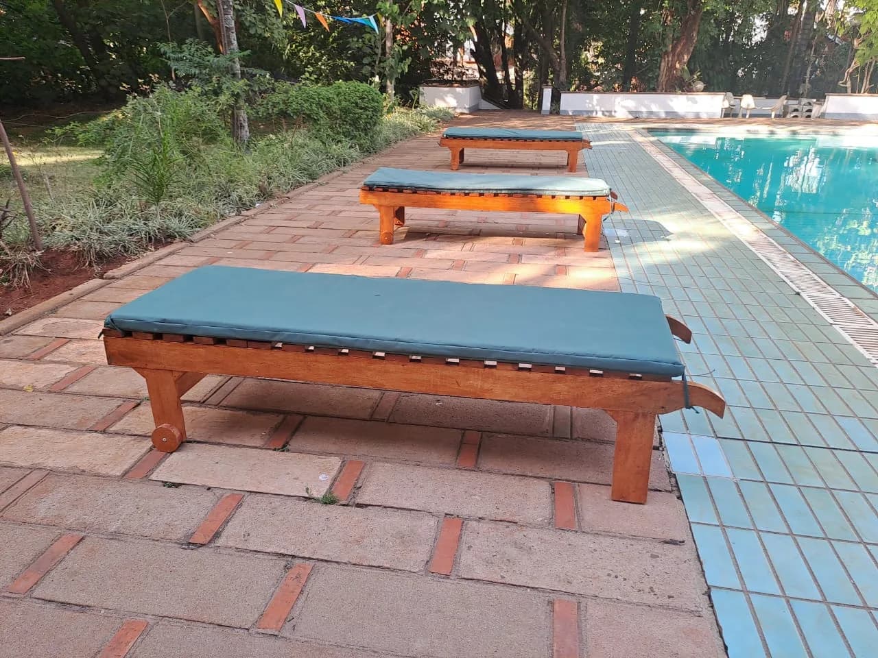 Mahogany Sun Loungers with Cushion